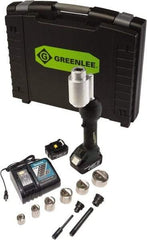 Greenlee - 15 Piece, 0.88 to 2.4165" Punch Hole Diam, Hydraulic Knockout Set - Round Punch, 10 Gage Stainless Steel, 10 Gage Mild Steel - Exact Tool & Supply