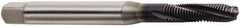 Seco - M6x1.00 Metric 3 Flute 6H Modified Bottoming Spiral Flute Tap - Powdered Metal, TiAlN Finish, 90mm OAL, Right Hand Flute, Right Hand Thread, H6 - Exact Tool & Supply
