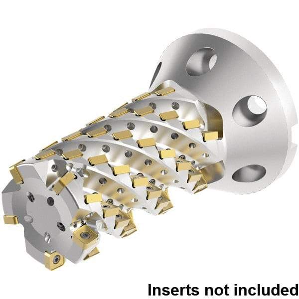 Kennametal - 56 Inserts, 2" Cut Diam, 4-5/8" Arbor Diam, 4.2222" Max Depth of Cut, Indexable Square-Shoulder Face Mill - 0° Lead Angle, 7-1/2" High, SNHJ1004.. Insert Compatibility, Through Coolant, Series HARVI Ultra 8X - Exact Tool & Supply