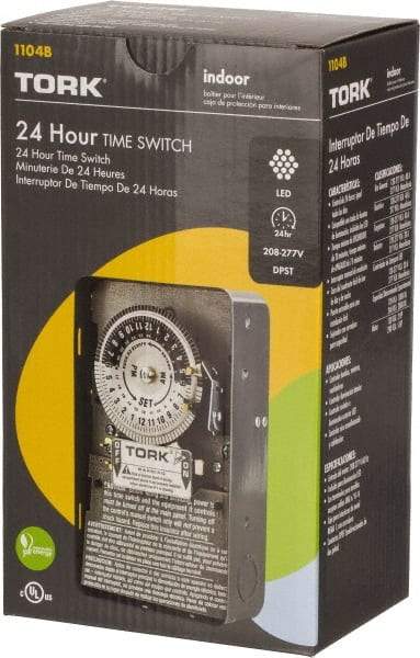 TORK nsi - 20 min to 22 hr Indoor Analog Mechanical Timer Switch - 12 On/Off, 208 to 277 Volts, 60 Hz, 11,080 Watts, 12 Modes - Exact Tool & Supply