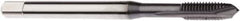 Seco - M1.4x0.30 Metric, 2 Flute, TiCN Finish, Cobalt Spiral Point Tap - Plug Chamfer, Right Hand Thread, 40mm OAL, 6.5mm Thread Length, 2.5mm Shank Diam, 5HX Class of Fit - Exact Tool & Supply