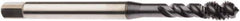 Seco - M5x0.80 Metric 3 Flute 6H Modified Bottoming Spiral Flute Tap - Cobalt, TiCN Finish, 2.7559" OAL, Right Hand Flute, Right Hand Thread, H6 - Exact Tool & Supply