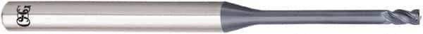OSG - 2.5mm, 3.7mm LOC, 4mm Shank Diam, 70mm OAL, 4 Flute, Solid Carbide Square End Mill - Single End, WXL Finish, 35° Helix, Centercutting, Right Hand Cut, Right Hand Flute - Exact Tool & Supply