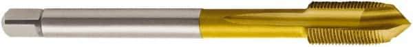 Seco - M16x1.00 Metric, 3 Flute, TiN Finish, Powdered Metal Spiral Point Tap - Plug Chamfer, Right Hand Thread, 100mm OAL, 0.8268" Thread Length, 12mm Shank Diam, 6H Class of Fit - Exact Tool & Supply