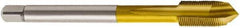 Seco - M16x1.00 Metric, 3 Flute, TiN Finish, Powdered Metal Spiral Point Tap - Plug Chamfer, Right Hand Thread, 100mm OAL, 0.8268" Thread Length, 12mm Shank Diam, 6H Class of Fit - Exact Tool & Supply