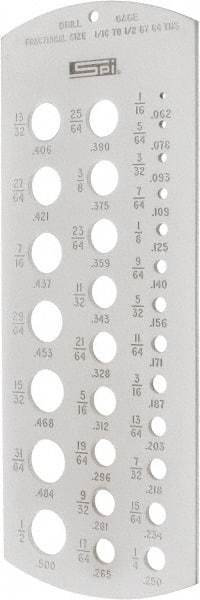 SPI - Drill Gages Minimum Hole Size (Inch): 1/16 Maximum Hole Size (Inch): 1/2 - Exact Tool & Supply