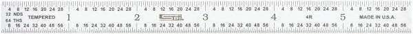 SPI - 6" Long, 1/64, 1/32, 1/16, 1/8" Graduation, Flexible Steel Rule - 4R Graduation Style, Satin Chrome Finish - Exact Tool & Supply