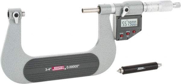 SPI - 75 to 100mm Range, Electronic Screw Thread Micrometer - Ratchet Stop Thimble, 0.00005" Graduation, 0.0002" Accuracy - Exact Tool & Supply