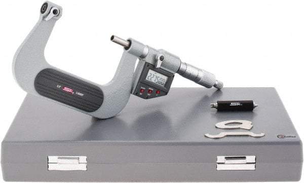 SPI - 50 to 75mm Range, Electronic Screw Thread Micrometer - Ratchet Stop Thimble, 0.00005" Graduation, 0.0002" Accuracy - Exact Tool & Supply