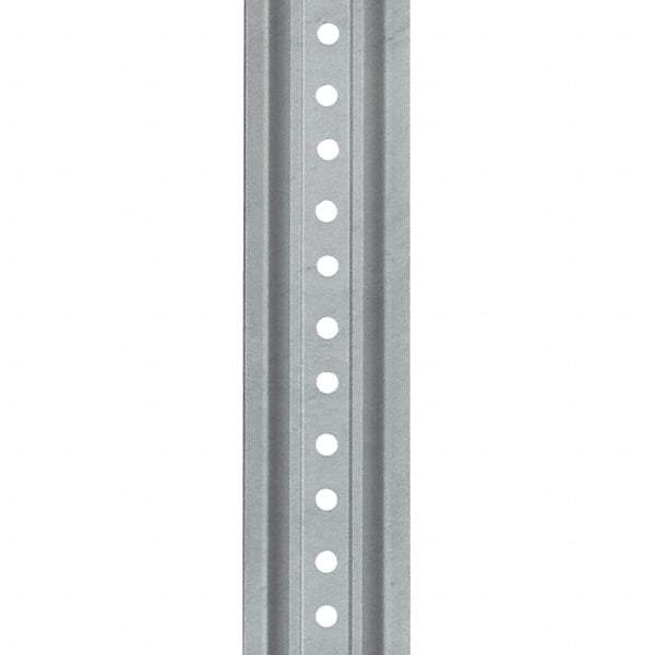 Nucor - 7' High, Galvanized Traffic Sign Post - Steel, 3/8" Hole Diam, Silver - Exact Tool & Supply