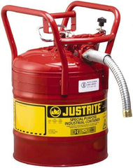 Justrite - 5 Gal Brass Type II DOT Safety Can - 17-1/2" High x 11-3/4" Diam, Red - Exact Tool & Supply