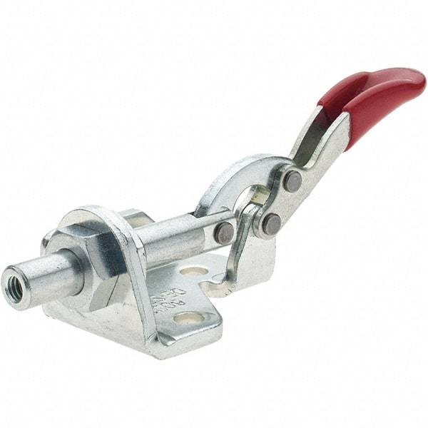 De-Sta-Co - 150.62 Lb Load Capacity, Flanged Base, Carbon Steel, Standard Straight Line Action Clamp - 5 Mounting Holes, 0.19" Mounting Hole Diam, 0.28" Plunger Diam, Thumb Handle - Exact Tool & Supply