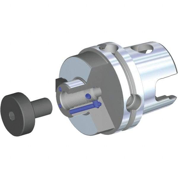 Kennametal - KM63TS Modular Connection 22mm Pilot Diam Shell Mill Holder - 28mm Flange to Nose End Projection, 49mm Nose Diam, M10x1.5 Lock Screw, Through-Spindle Coolant - Exact Tool & Supply