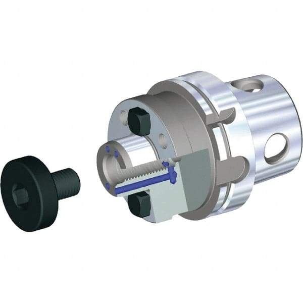 Kennametal - KM4X100 Modular Connection 3/4" Pilot Diam Shell Mill Holder - 4" Flange to Nose End Projection, 1-3/4" Nose Diam, 3/8-24 Lock Screw, Through-Spindle Coolant - Exact Tool & Supply