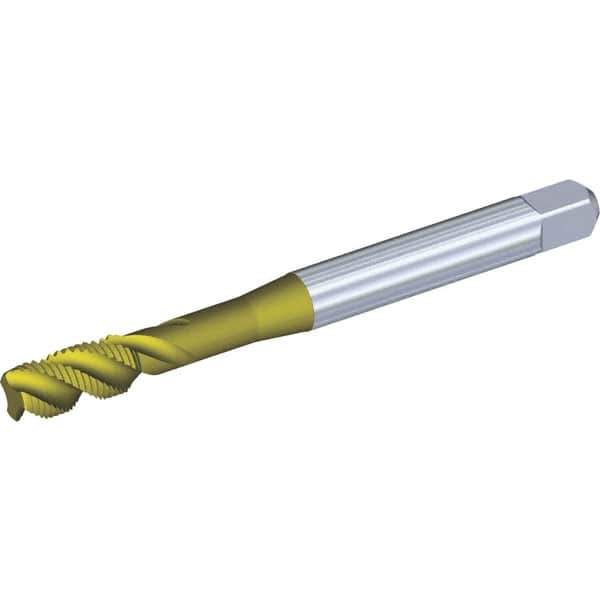 Kennametal - 5/16-18 UNC 3 Flute 3BX Modified Bottoming Spiral Flute Tap - Powdered Metal, TiCN/TiN Finish, 90mm OAL, Right Hand Flute, Right Hand Thread, Series T630 - Exact Tool & Supply