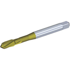 Kennametal - #8-32 UNC 2 Flute 2BX Plug Spiral Flute Tap - Powdered Metal, TiCN/TiN Finish, 63mm OAL, Left Hand Flute, Right Hand Thread, Series T620 - Exact Tool & Supply
