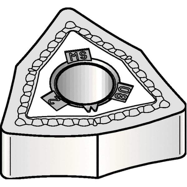 Kennametal - WNMG431 MS Grade KCU10 Carbide Turning Insert - TiAlN Finish, 80° Trigon, 1/2" Inscr Circle, 3/16" Thick, 1/64" Corner Radius - Exact Tool & Supply