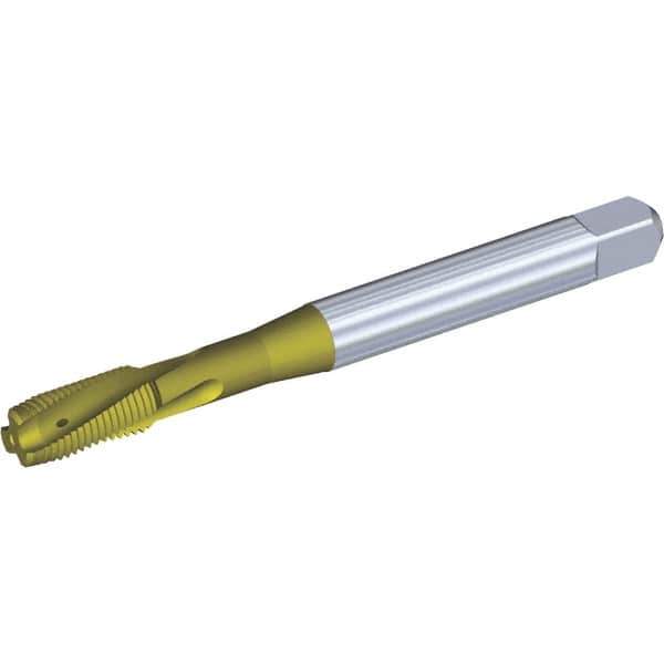 Kennametal - 1/4-20 UNC 3 Flute 3BX Plug Spiral Flute Tap - Powdered Metal, TiCN/TiN Finish, 80mm OAL, Left Hand Flute, Right Hand Thread, Series T621 - Exact Tool & Supply