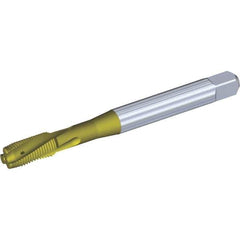 Kennametal - 1/4-20 UNC 3 Flute 3BX Plug Spiral Flute Tap - Powdered Metal, TiCN/TiN Finish, 80mm OAL, Left Hand Flute, Right Hand Thread, Series T621 - Exact Tool & Supply
