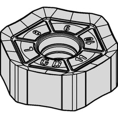 Kennametal - HNPJ43 GD Grade KCPM40 Carbide Milling Insert - AlCrTiN Finish, 4.45mm Thick, 12mm Inscribed Circle, 1mm Corner Radius - Exact Tool & Supply