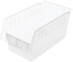 Akro-Mils - 11-5/8" Deep, Clear Polymer Hopper Shelf Bin - 6" High x 6-5/8" Wide x 11-5/8" Long - Exact Tool & Supply