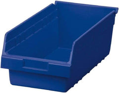 Akro-Mils - 17-7/8" Deep, Blue Polymer Hopper Shelf Bin - 6" High x 8-3/8" Wide x 17-7/8" Long - Exact Tool & Supply