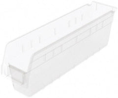 Akro-Mils - 17-7/8" Deep, Clear Polymer Hopper Shelf Bin - 6" High x 4-1/8" Wide x 17-7/8" Long - Exact Tool & Supply