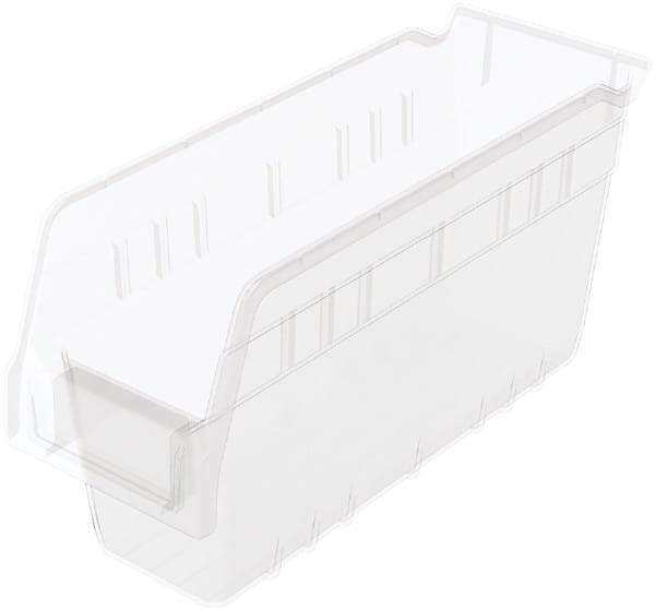 Akro-Mils - 11-5/8" Deep, Clear Polymer Hopper Shelf Bin - 6" High x 4-1/8" Wide x 11-5/8" Long - Exact Tool & Supply