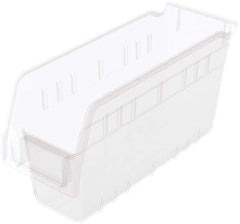 Akro-Mils - 11-5/8" Deep, Clear Polymer Hopper Shelf Bin - 6" High x 4-1/8" Wide x 11-5/8" Long - Exact Tool & Supply