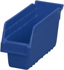 Akro-Mils - 11-5/8" Deep, Blue Polymer Hopper Shelf Bin - 6" High x 4-1/8" Wide x 11-5/8" Long - Exact Tool & Supply
