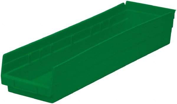 Akro-Mils - 321 Lb. Load Capacity, 23-5/8" Deep, Green Hopper Shelf Bin - 4" High x 6-5/8" Wide x 23-5/8" Long - Exact Tool & Supply