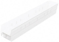 Akro-Mils - 199 Lb. Load Capacity, 23-5/8" Deep, Clear Hopper Shelf Bin - 4" High x 4-1/8" Wide x 23-5/8" Long - Exact Tool & Supply