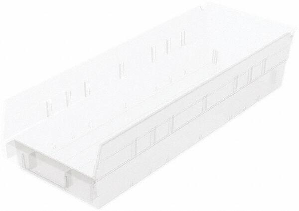 Akro-Mils - 176 Lb. Load Capacity, 17-7/8" Deep, Clear Hopper Shelf Bin - 4" High x 6-5/8" Wide x 17-7/8" Long - Exact Tool & Supply