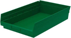 Akro-Mils - 292 Lb. Load Capacity, 17-7/8" Deep, Green Hopper Shelf Bin - 4" High x 11-1/8" Wide x 17-7/8" Long - Exact Tool & Supply