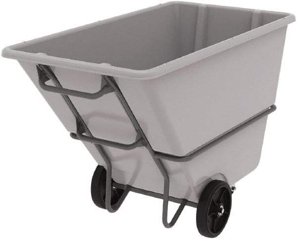 Akro-Mils - 2,000 Lb Load Capacity, 1 Cu Yd, Plastic Tilt Truck - 33" Wide x 66" Long x 42" High, Gray - Exact Tool & Supply