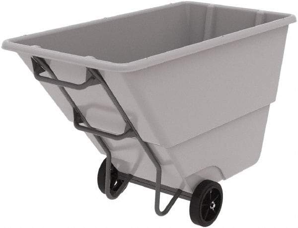 Akro-Mils - 1,000 Lb Load Capacity, 1 Cu Yd, Plastic Tilt Truck - 33" Wide x 66" Long x 42" High, Gray - Exact Tool & Supply