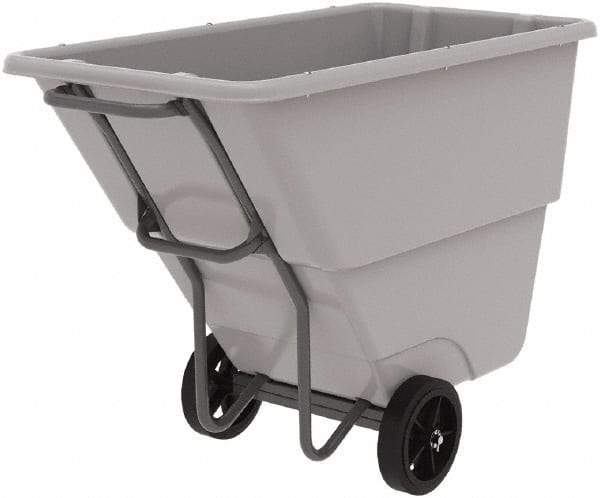 Akro-Mils - 1,000 Lb Load Capacity, 1/2 Cu Yd, Plastic Tilt Truck - 27" Wide x 54" Long x 36" High, Gray - Exact Tool & Supply