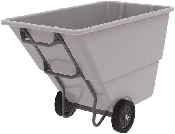 Akro-Mils - 600 Lb Load Capacity, 1 Cu Yd, Plastic Tilt Truck - 33" Wide x 66" Long x 42" High, Gray - Exact Tool & Supply