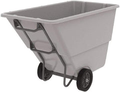 Akro-Mils - 600 Lb Load Capacity, 1 Cu Yd, Plastic Tilt Truck - 33" Wide x 66" Long x 42" High, Gray - Exact Tool & Supply