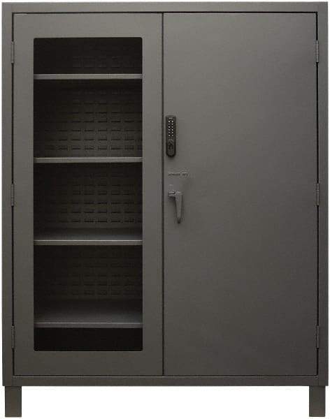 Durham - 4 Shelf Locking Storage Cabinet - Steel, 60" Wide x 24" Deep x 78" High, Gray - Exact Tool & Supply
