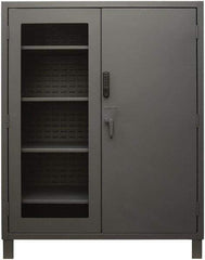 Durham - 4 Shelf Locking Storage Cabinet - Steel, 60" Wide x 24" Deep x 78" High, Gray - Exact Tool & Supply