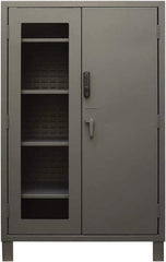 Durham - 4 Shelf Locking Storage Cabinet - Steel, 48" Wide x 24" Deep x 78" High, Gray - Exact Tool & Supply