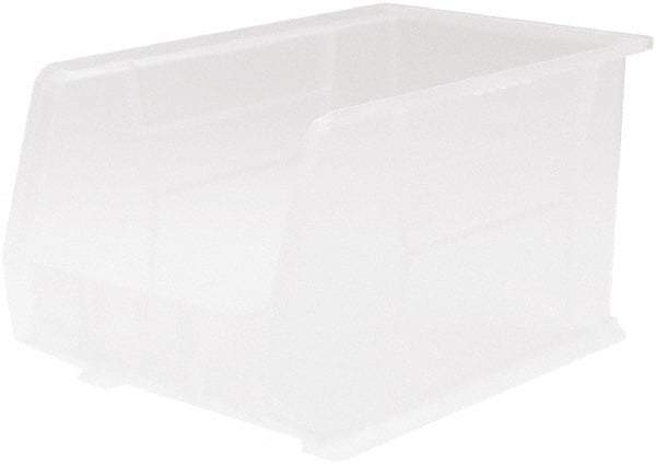 Akro-Mils - 60 Lb. Load Capacity, 18" Deep, Clear Polymer Hopper Stacking Bin - 10" High x 11" Wide x 18" Long - Exact Tool & Supply