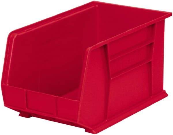 Akro-Mils - 60 Lb. Load Capacity, 18" Deep, Red Polymer Hopper Stacking Bin - 10" High x 11" Wide x 18" Long - Exact Tool & Supply
