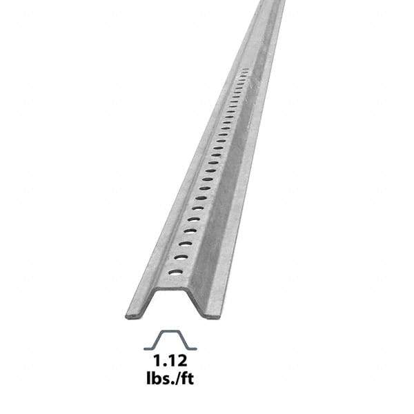 Nucor - 8' High, Galvanized Traffic Sign Post - Steel, 3/8" Hole Diam, Silver - Exact Tool & Supply
