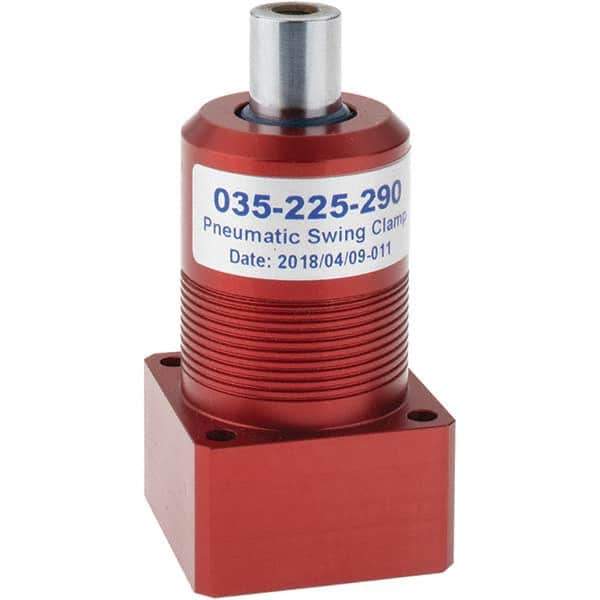 De-Sta-Co - 27 Lb Clamping Force, Left Hand Swing, 26.67mm Total Stroke, Double-Acting Pneumatic Swing Clamp - 10-32 Port, 66.55mm Body Length x 24.89mm Body Width, 0.55 Cu In, 100 Max psi - Exact Tool & Supply