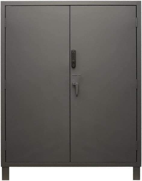 Durham - 4 Shelf Locking Storage Cabinet - Steel, 60" Wide x 24" Deep x 78" High, Gray - Exact Tool & Supply
