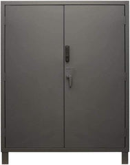 Durham - 4 Shelf Locking Storage Cabinet - Steel, 60" Wide x 24" Deep x 78" High, Gray - Exact Tool & Supply