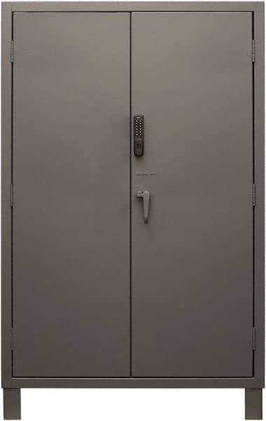 Durham - 4 Shelf Locking Storage Cabinet - Steel, 48" Wide x 24" Deep x 78" High, Gray - Exact Tool & Supply