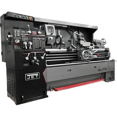 Jet - 17" Swing, 40" Between Centers, 230/460 Volt, Triple Phase Engine Lathe - 5MT Taper, 7-1/2 hp, 36 to 1,800 RPM, 3-1/8" Bore Diam, 44" Deep x 68" High x 94" Long - Exact Tool & Supply